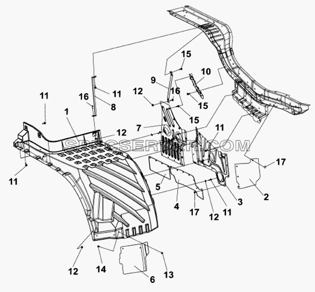 Правый внутренний брызговик для DFL-4181A (список запасных частей)