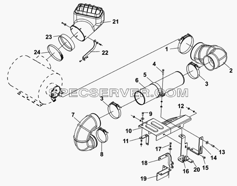 Пневматические входные трубы от воздушного фильтра до двигателя для DFL-4181A (список запасных частей)