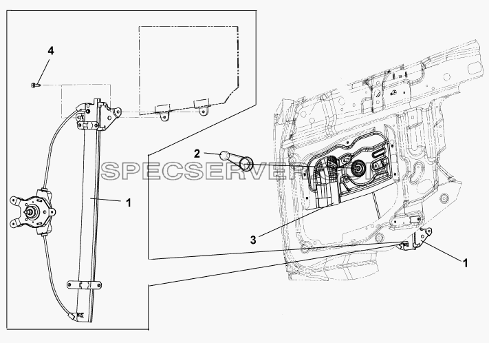 6104B-C0100 Правый стеклоподъемник в сборе для DFL-4251A (список запасных частей)