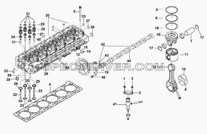PP40388 Блок конструктивных элементов двигателя для DFL-4251A (список запасных частей)