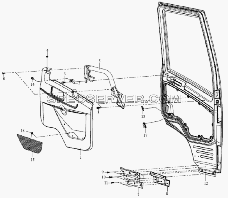 Внутренняя отделка двери для СА-1083 (список запасных частей)