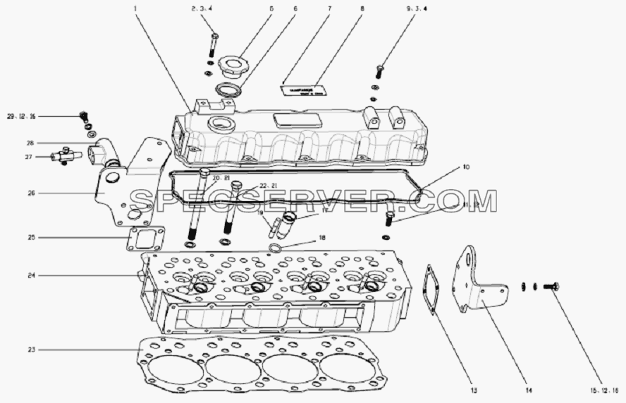 Головка цилиндра для СА-1083 (список запасных частей)