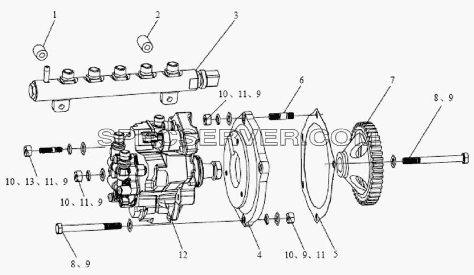 Топливный насос для СА-1083 (список запасных частей)