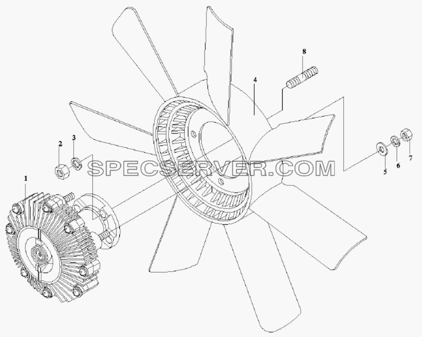 Вентилятор, муфта вентилятора для СА-1083 (список запасных частей)