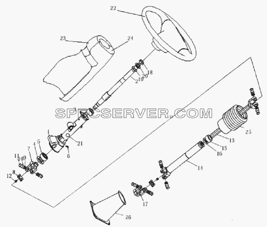 Руль и устройство инфлектора для СА-1083 (список запасных частей)