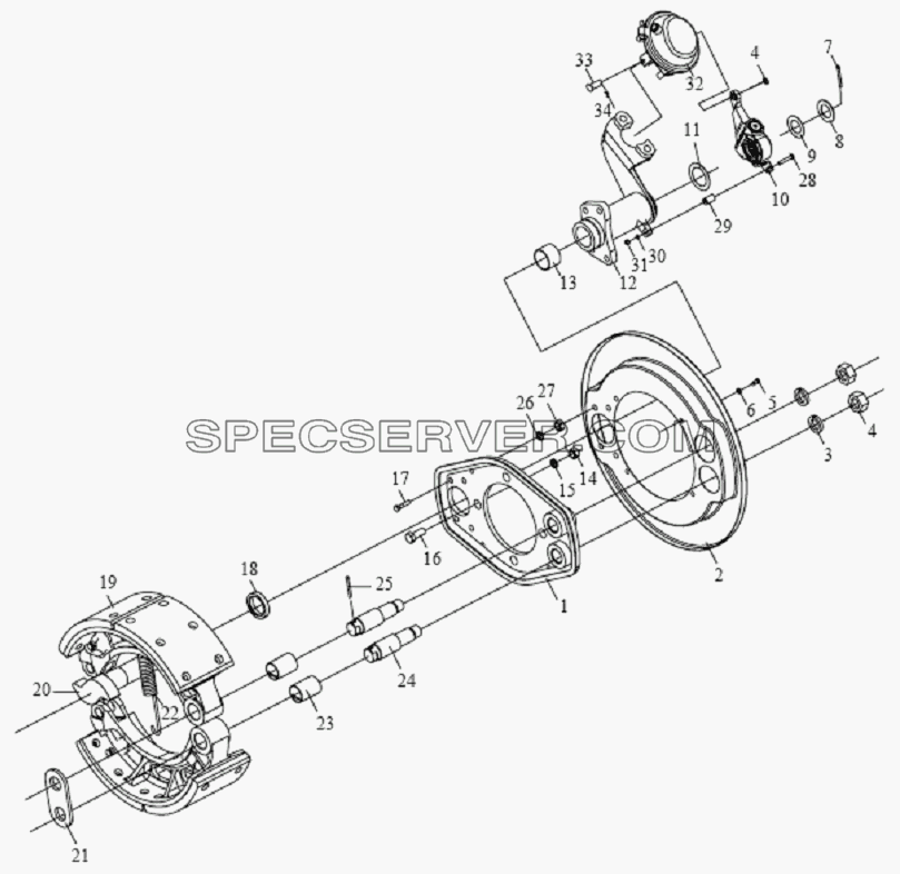Тормоз переднего колеса для СА-1083 (список запасных частей)
