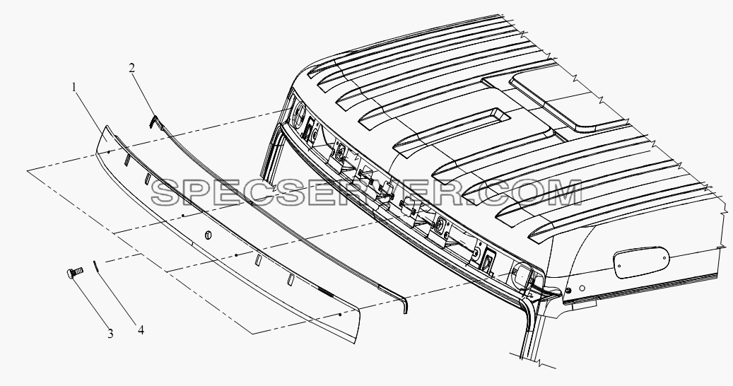 Верхняя отделочная плита переднего ветрового стекла для СА-3252 (P2K2BT1A) (список запасных частей)
