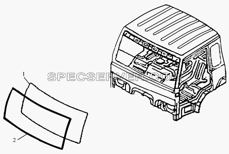Ветровое стекло и уплотнитель для СА-3252 (P2K2BT1A) (список запасных частей)