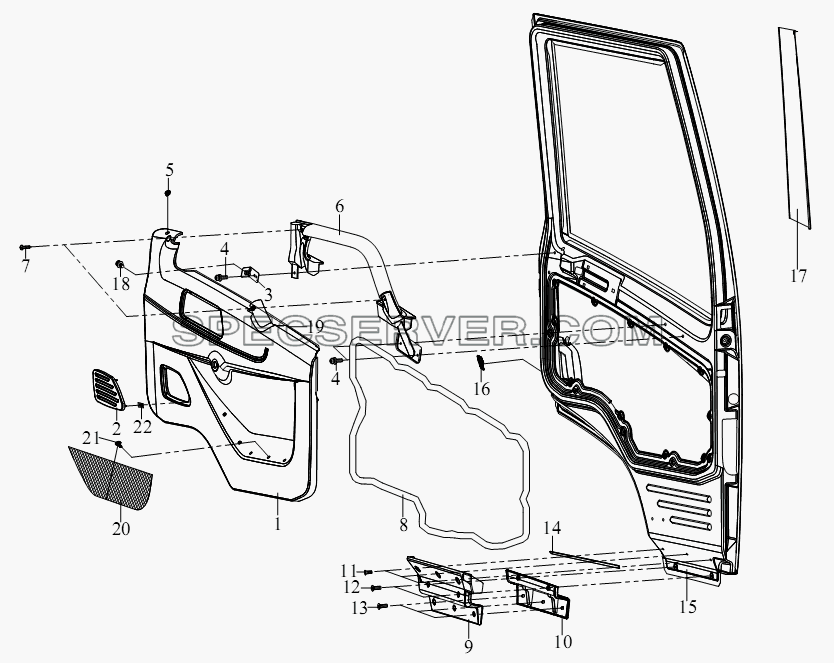 Интерьер двери для СА-3252 (P2K2BT1A) (список запасных частей)