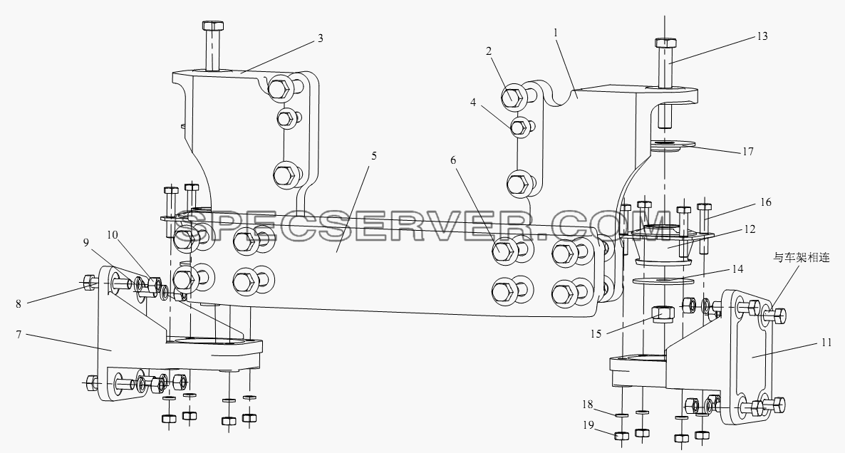 Передняя подвеска двигателя для СА-3252 (P2K2BT1A) (список запасных частей)
