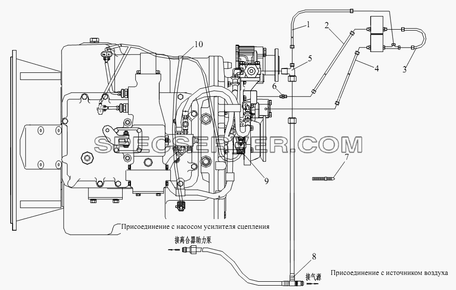 Регулирующая магистраль коробки передач для СА-3252 (P2K2BT1A) (список запасных частей)