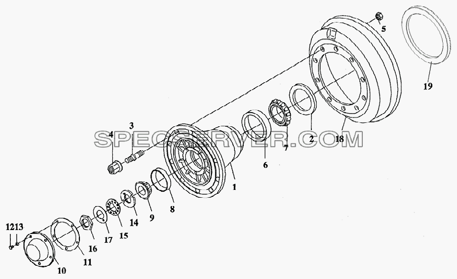 Ступицы и тормозные барабаны передних колес для СА-3252 (P2K2BT1A) (список запасных частей)