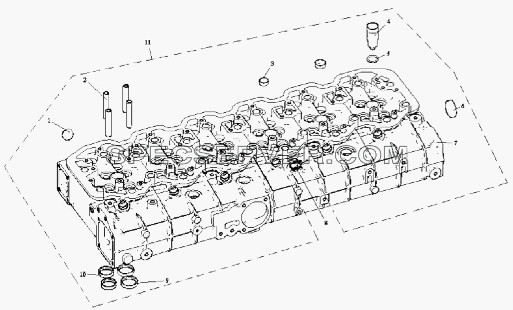 Головка цилиндров в сборе для СА-3252 (P2K2T1A) (список запасных частей)