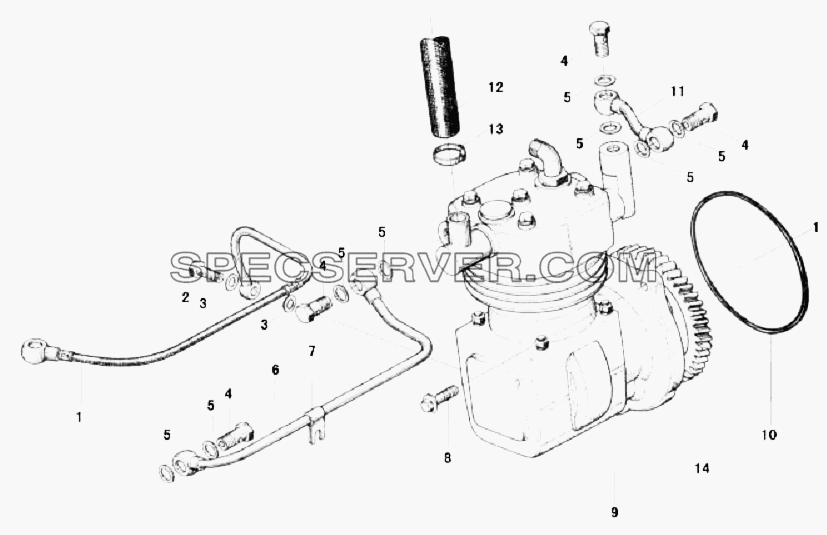 Воздушный компрессор в сборе для СА-3252 (P2K2T1A) (список запасных частей)