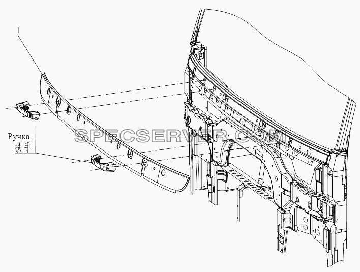 Нижняя отделочная плита переднего ветрового стекла для СА-3252 (P2K2T1A) (список запасных частей)