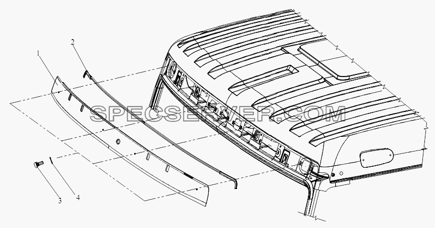 Верхняя отделочная плита переднего ветрового стекла для СА-3252 (P2K2T1A) (список запасных частей)