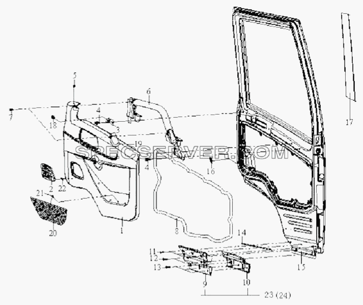 Интерньер двери для СА-3252 (P2K2T1A) (список запасных частей)