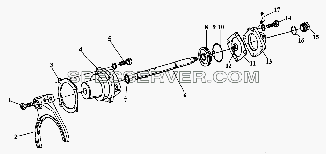 Цилиндр механизма переключения передач для СА-3252 (список запасных частей)
