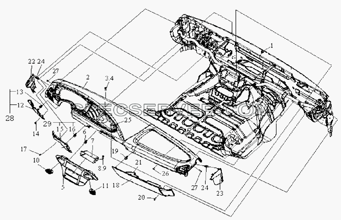 Компоненты щитка приборов (III) для СА-3312 (P2K2B2T4A2Z) (список запасных частей)