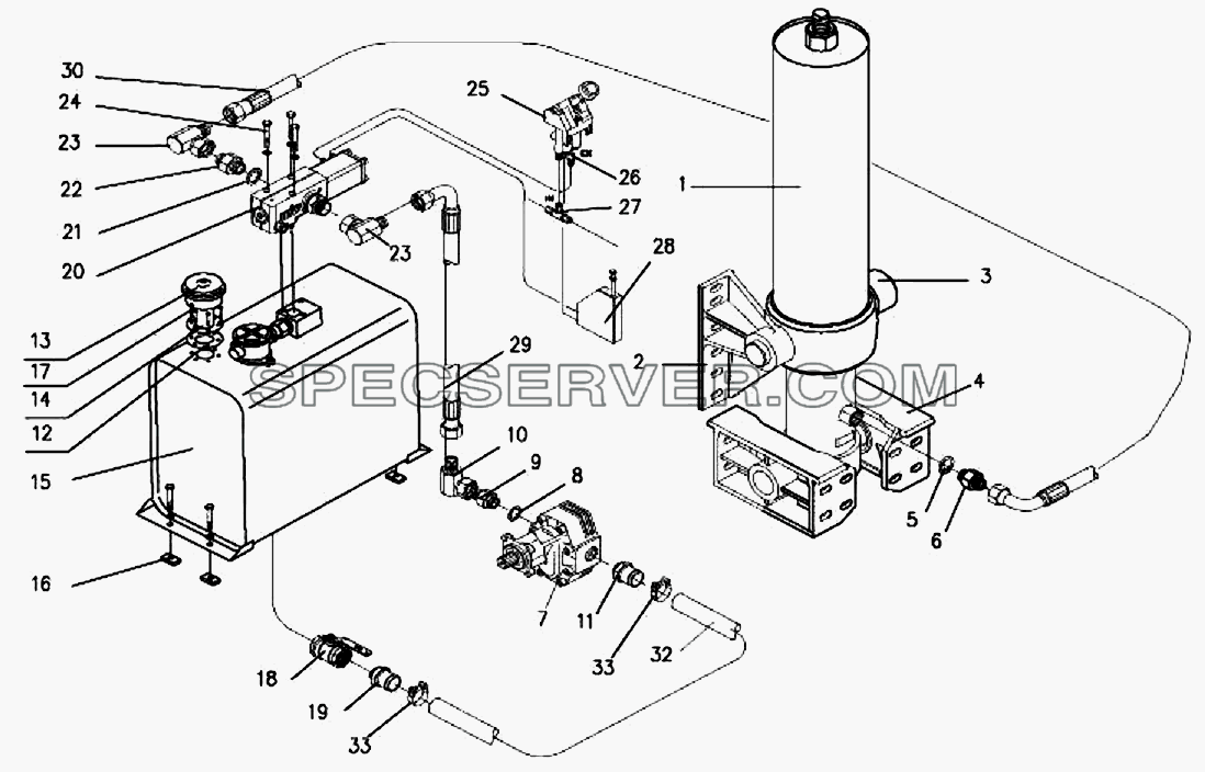 Топливный цилиндр «Хайао» и схема установки системы для СА-3312 (P2K2B2T4A2Z) (список запасных частей)