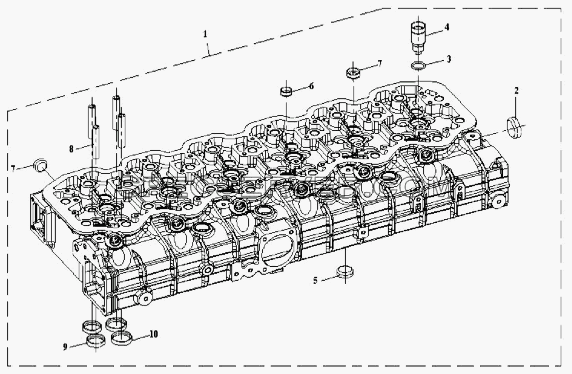Головка цилиндров в сборе для СА-3312 (P2K2B2T4A2Z) (список запасных частей)