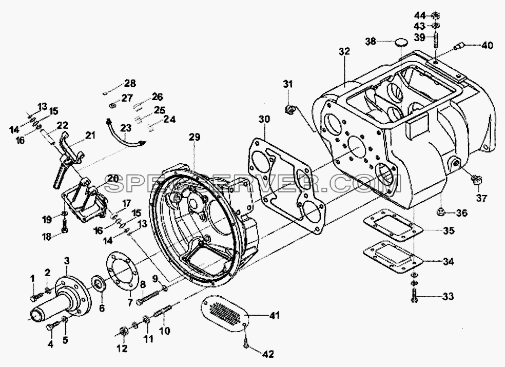 Сцепление и корпус КПП для СА-3312 (P2K2B2T4A2Z) (список запасных частей)