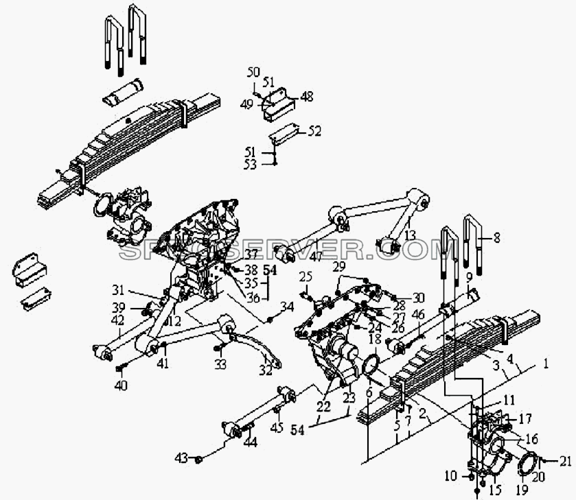 Задняя подвеска для СА-3312 (P2K2B2T4A2Z) (список запасных частей)
