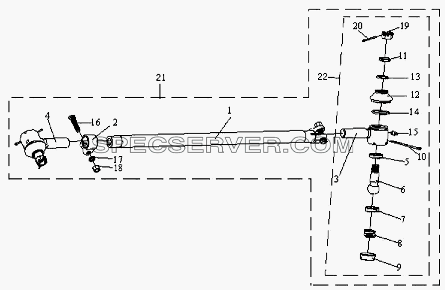 Задняя рулевая вертикальная штанга для СА-3312 (P2K2B2T4A2Z) (список запасных частей)