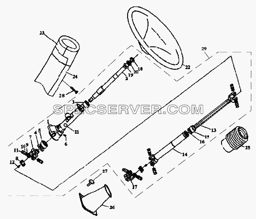 Рулевое колесо и привод рулевого управления для СА-3312 (P2K2B2T4A2Z) (список запасных частей)