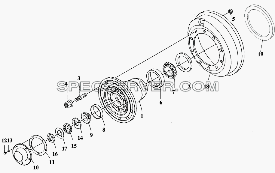 Ступицы и тормозные барабаны передних колес для СА-3312 (P2K2B2T4A2Z) (список запасных частей)