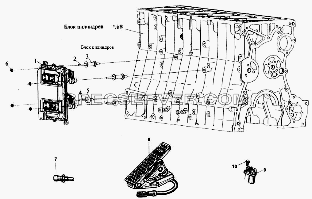 Электронные компоненты управления двигателя для СА-3312 (P2K2B2T4A2Z) (список запасных частей)