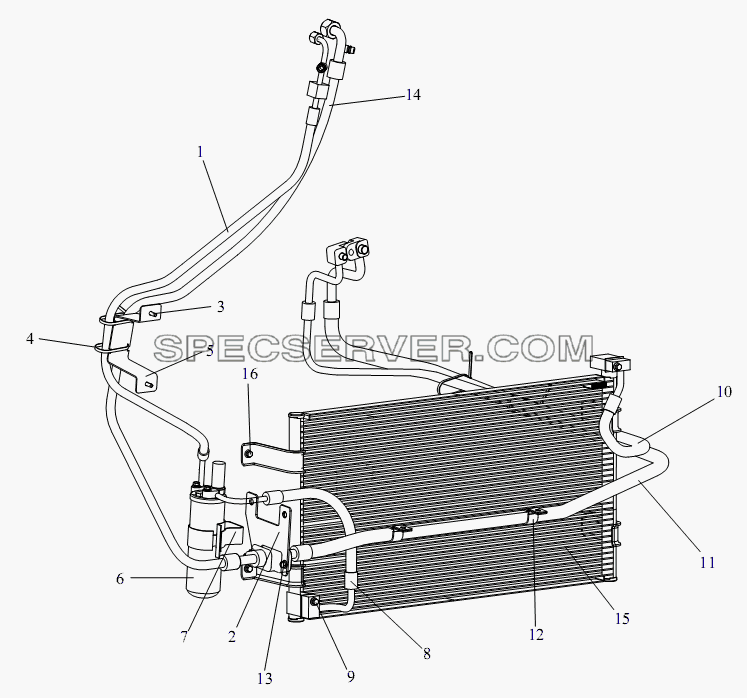 Перевозочный трубопровод фреона, контенсатор, резервуар для СА-3312 (P2K2LT4E) (список запасных частей)