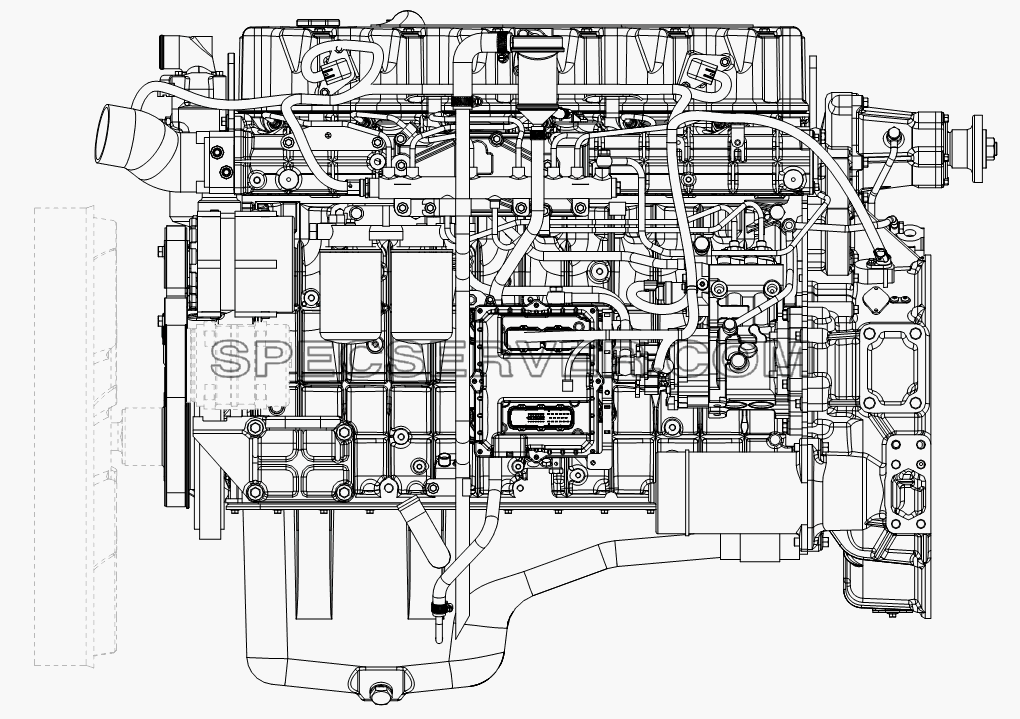 Двигатель левый для СА-3312 (P2K2LT4E) (список запасных частей)