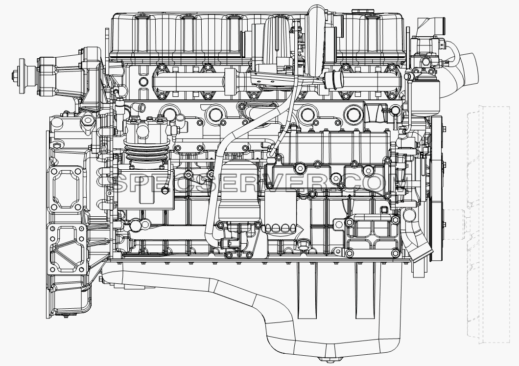 Двигатель правый для СА-3312 (P2K2LT4E) (список запасных частей)