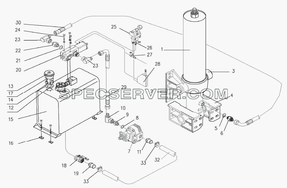Топливный цилиндр «Хайао» и схема установки системы для СА-3312 (P2K2LT4E) (список запасных частей)