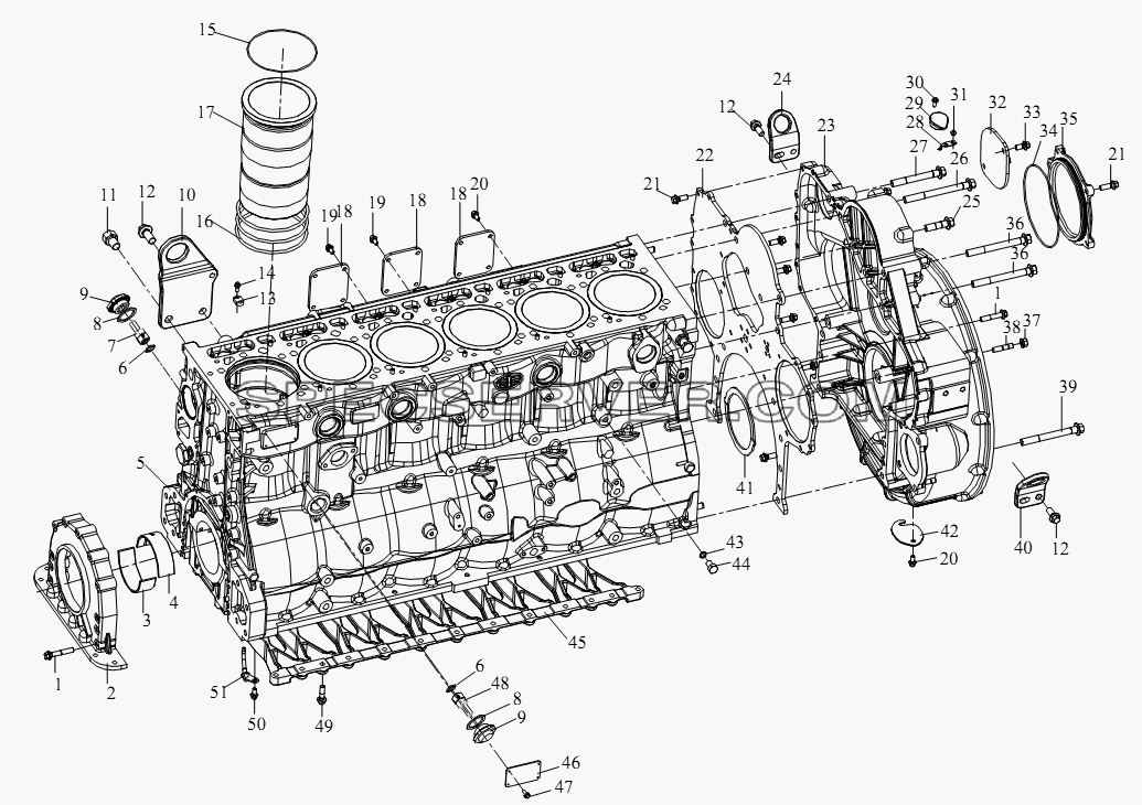 Блок блока-цилиндра для СА-4180 (P66K22A) (список запасных частей)