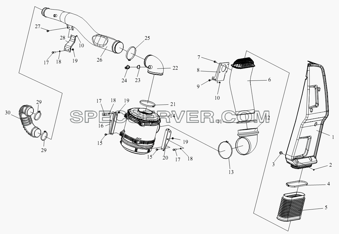 Воздушный фильтр для СА-4180 (P66K22A) (список запасных частей)