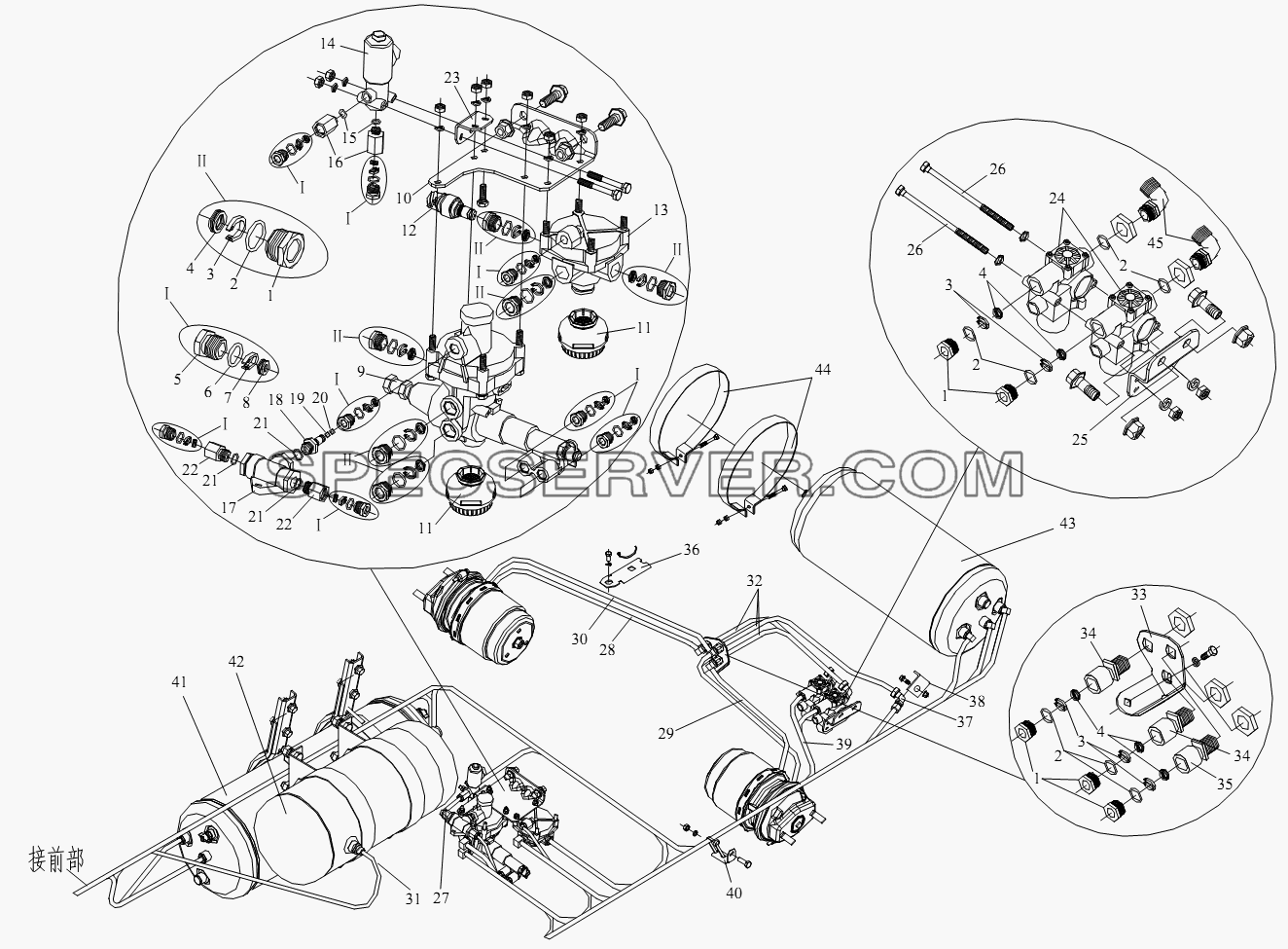 Тормозная магистраль (задняя часть шасси) для СА-4180 (P66K22A) (список запасных частей)