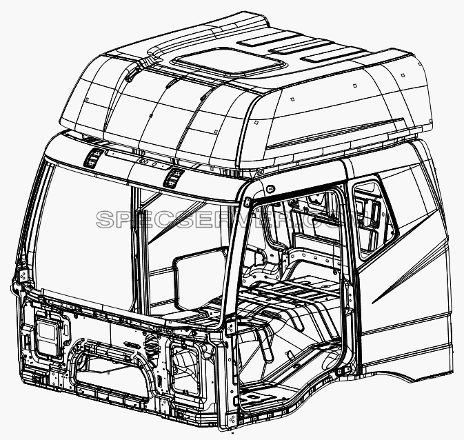Сварочная кабина в сборе (высокая крышка) для СА-4180 (P66K22A) (список запасных частей)