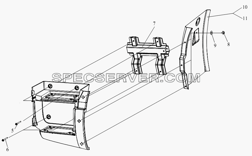 Ступенька и передний брызговик (II) для СА-4180 (P66K22A) (список запасных частей)
