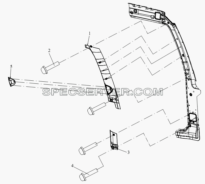 Щиток передней колонны для СА-4180 (P66K22A) (список запасных частей)