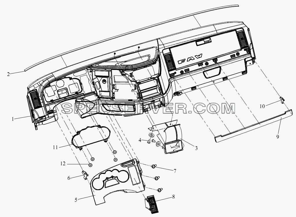 Приборная панель (III) для СА-4180 (P66K22A) (список запасных частей)
