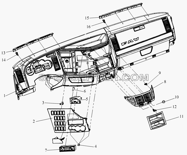 Приборная панель (IV) для СА-4180 (P66K22A) (список запасных частей)