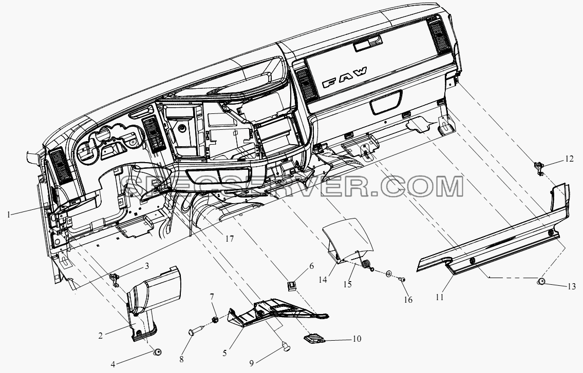 Приборная панель (VI) для СА-4180 (P66K22A) (список запасных частей)