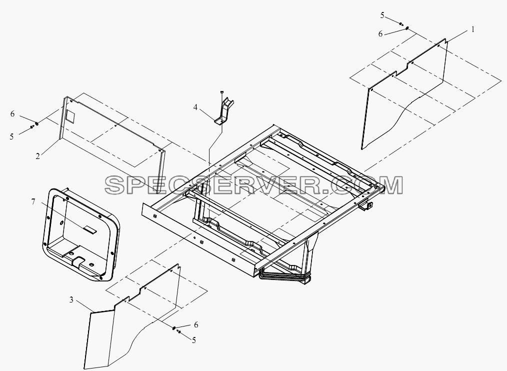 Блок нижнего спального места (III) для СА-4180 (P66K22A) (список запасных частей)