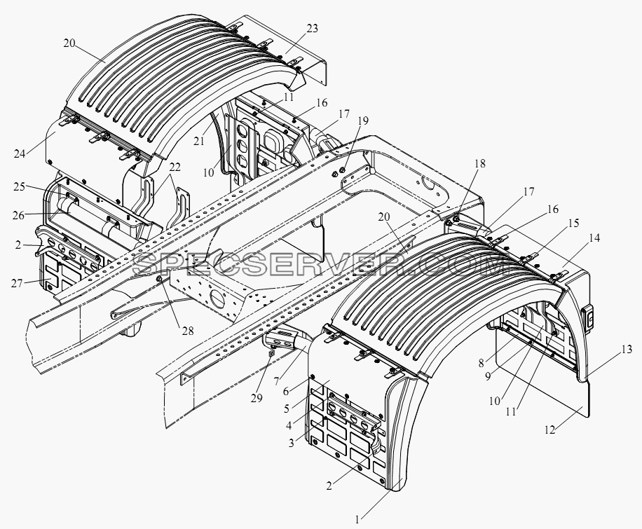 Заднее крыло для СА-4180 (P66K22A) (список запасных частей)