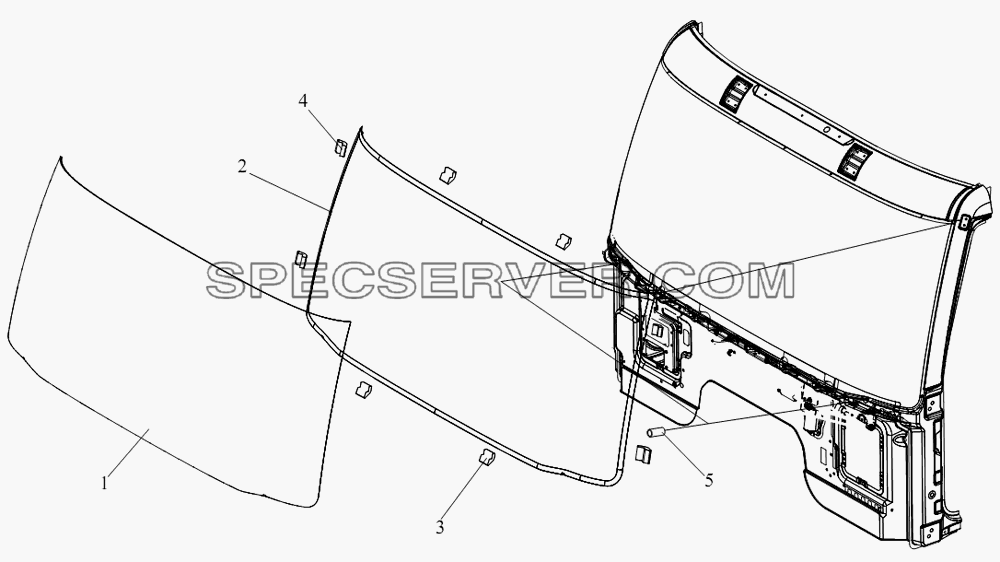 Стекло переднего ветрового окна для СА-4180 (P66K2A) (список запасных частей)