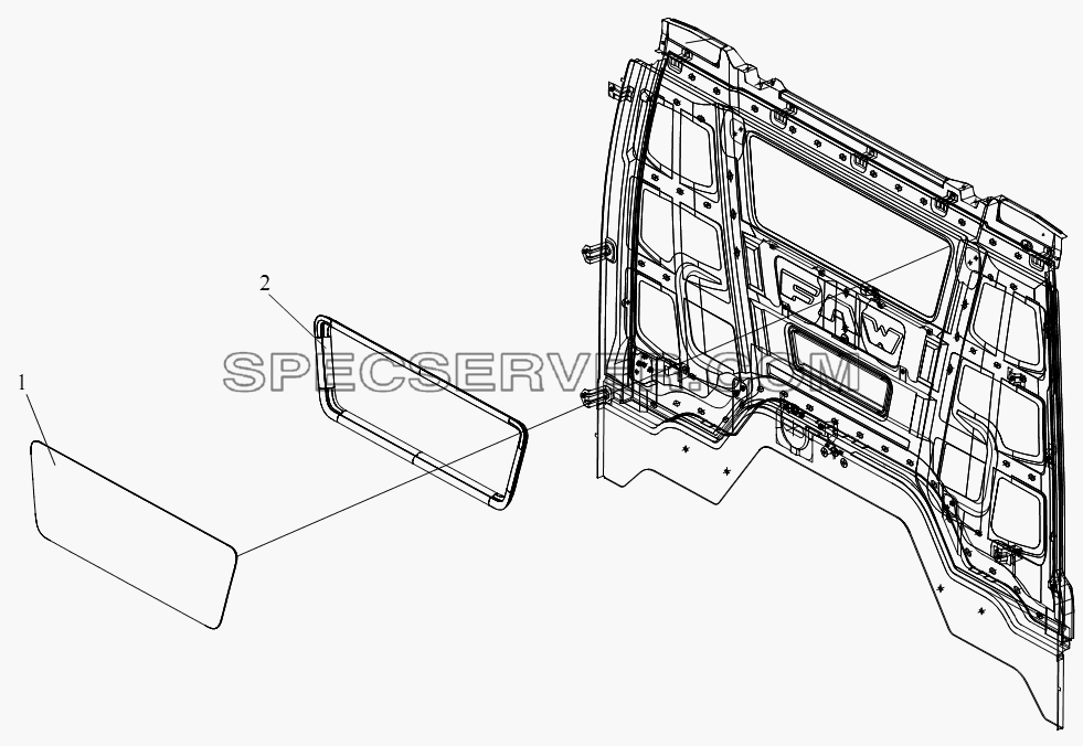 Стекло заднего окна для СА-4180 (P66K2A) (список запасных частей)