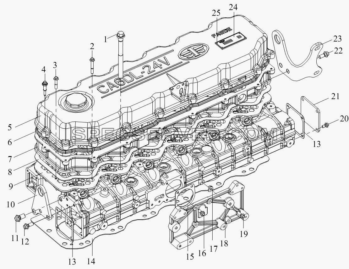 Блок крышки цилиндра для СА-4180 (P66K2A) (список запасных частей)