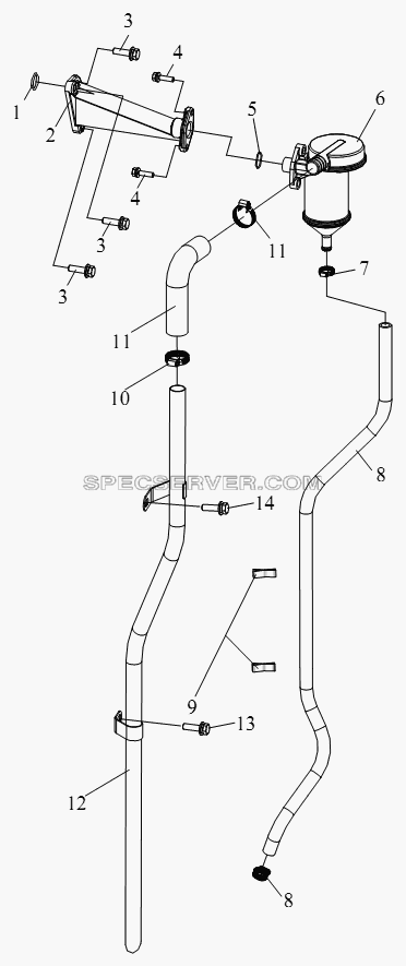 Вентиляция картера для СА-4180 (P66K2A) (список запасных частей)